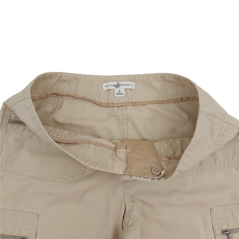 Banana Republic Pants Womens Small Beige Zip Pockets Low Rise Straight Cotton - Picture 8 of 10
